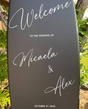 Load image into Gallery viewer, coastal beach wedding surfboard wedding surfboard sign