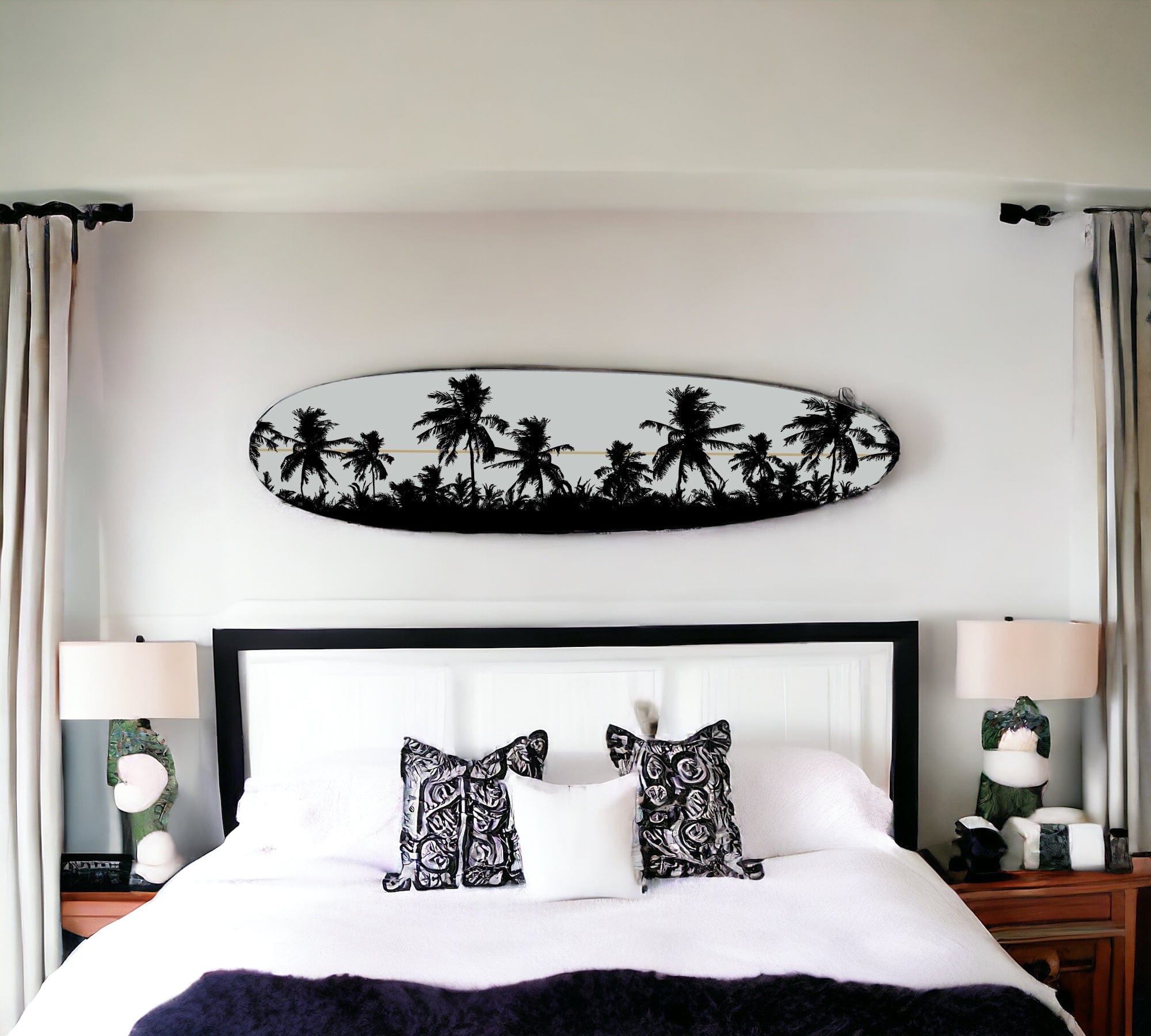 Coastal Interior Design with Decorative Surfboard Art
