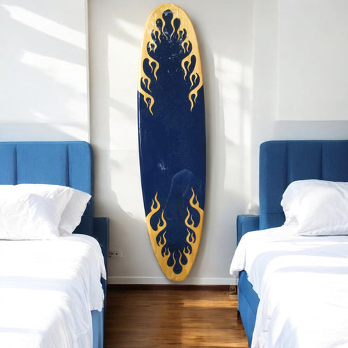 tiki soul flame themed surfboard wall art
