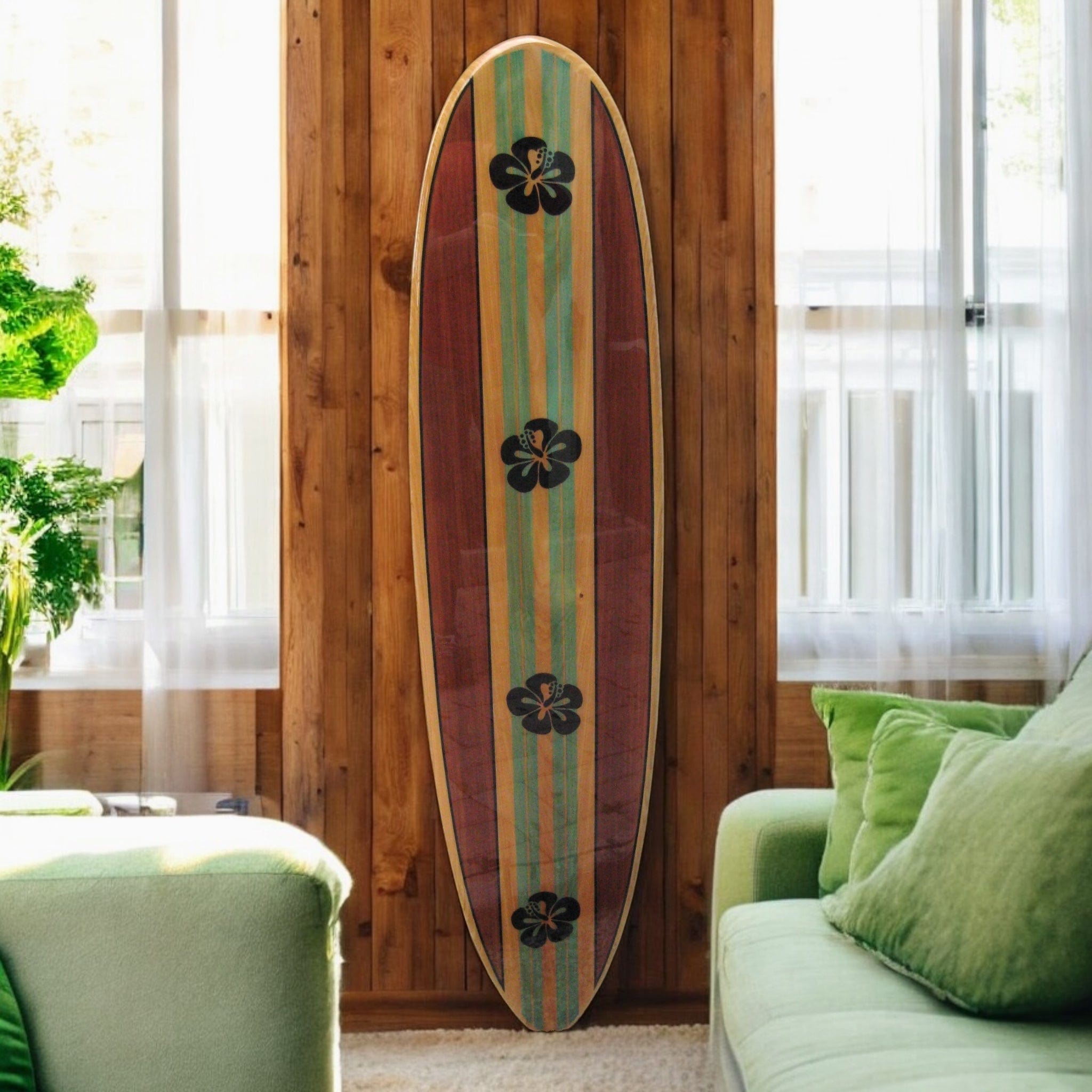 Floral Wood Wall Art | Decorative Surfboard Wall Art