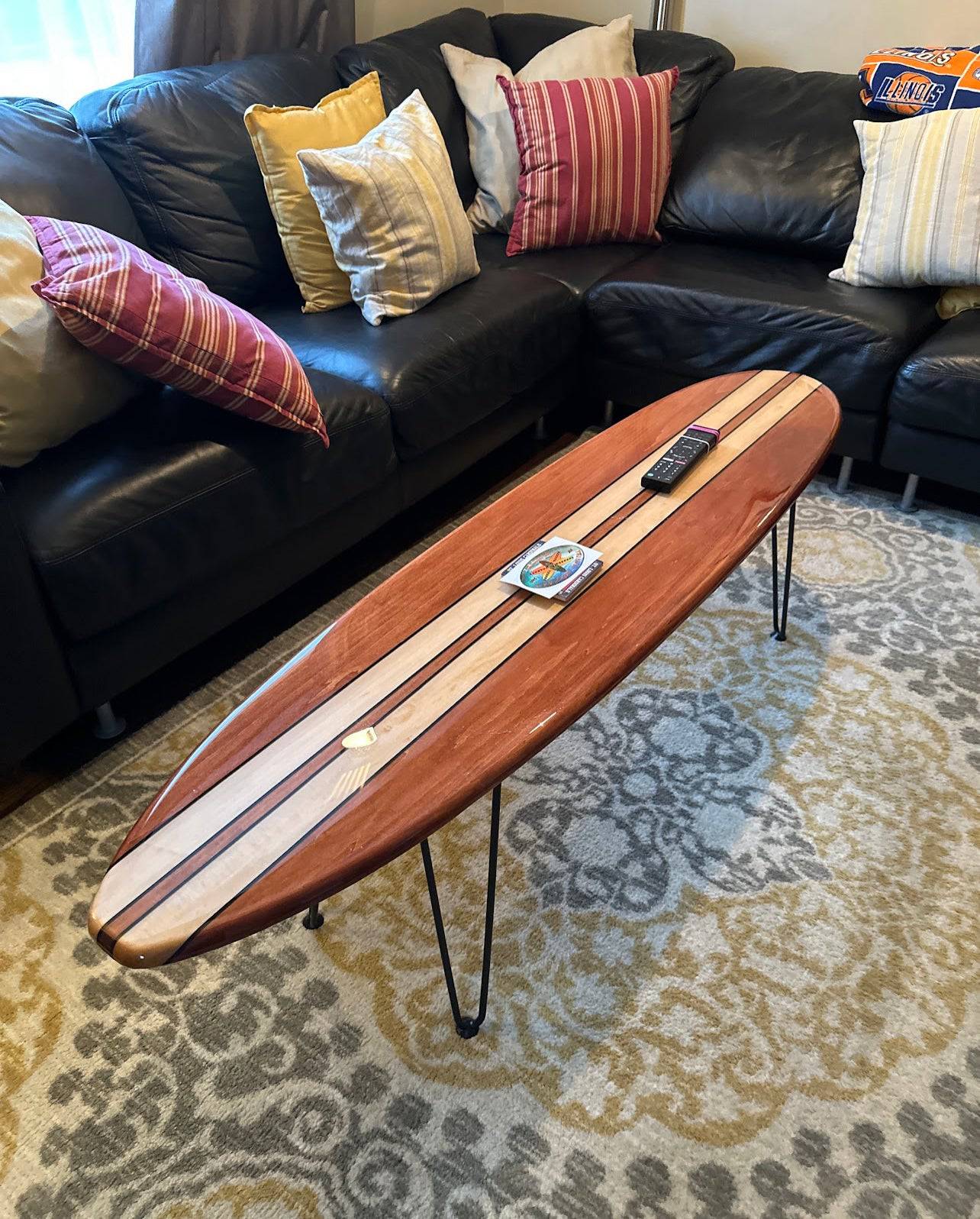 Handcrafted Surfboard Shaped Sofa Entry Table Beach Decor Furniture