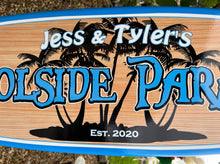 Load image into Gallery viewer, Poolside Paradise Surfboard Sign - Tiki Soul Decorative Surfboard Decor
