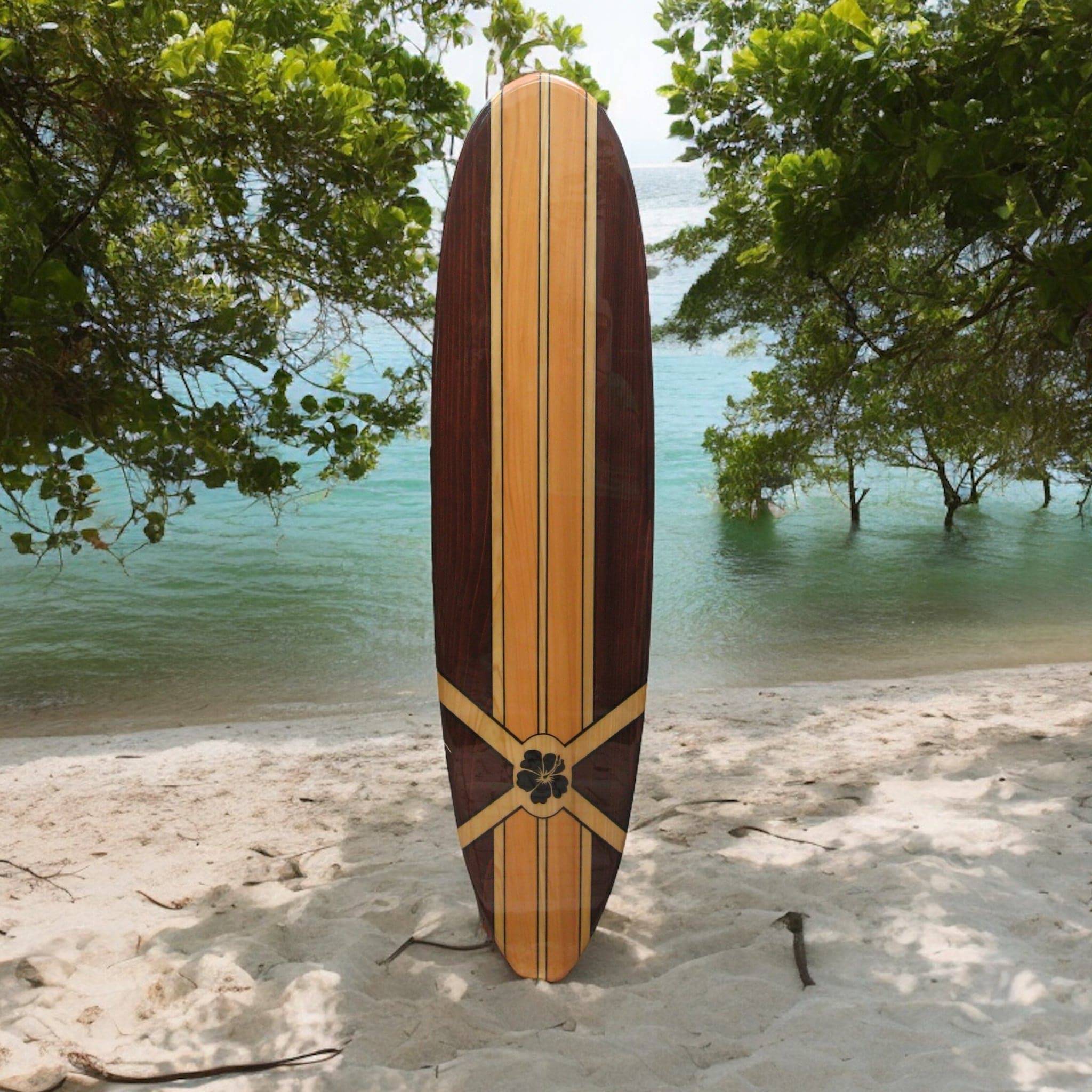Floral Wood Wall Art: Coastal Farmhouse Surfboard Decor