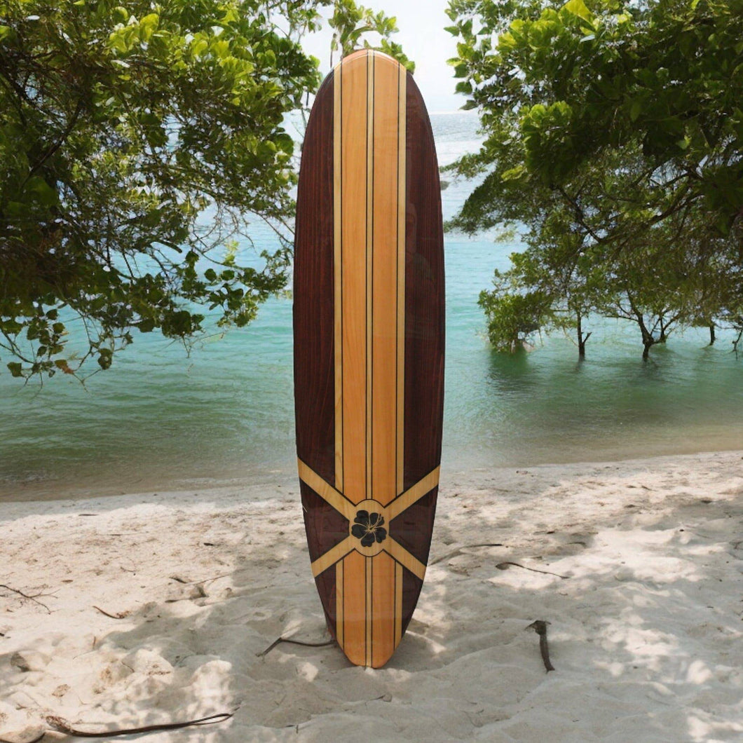 floral wood wall art flower surfboard on beach