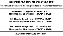 Load image into Gallery viewer, sizing chart black surfboard
