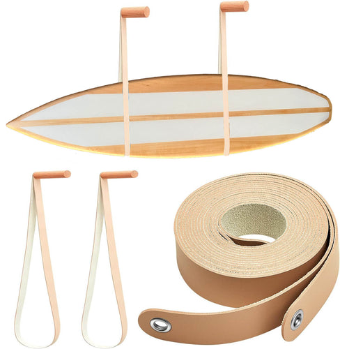 Surfboard wall rack leather sling strap hanger