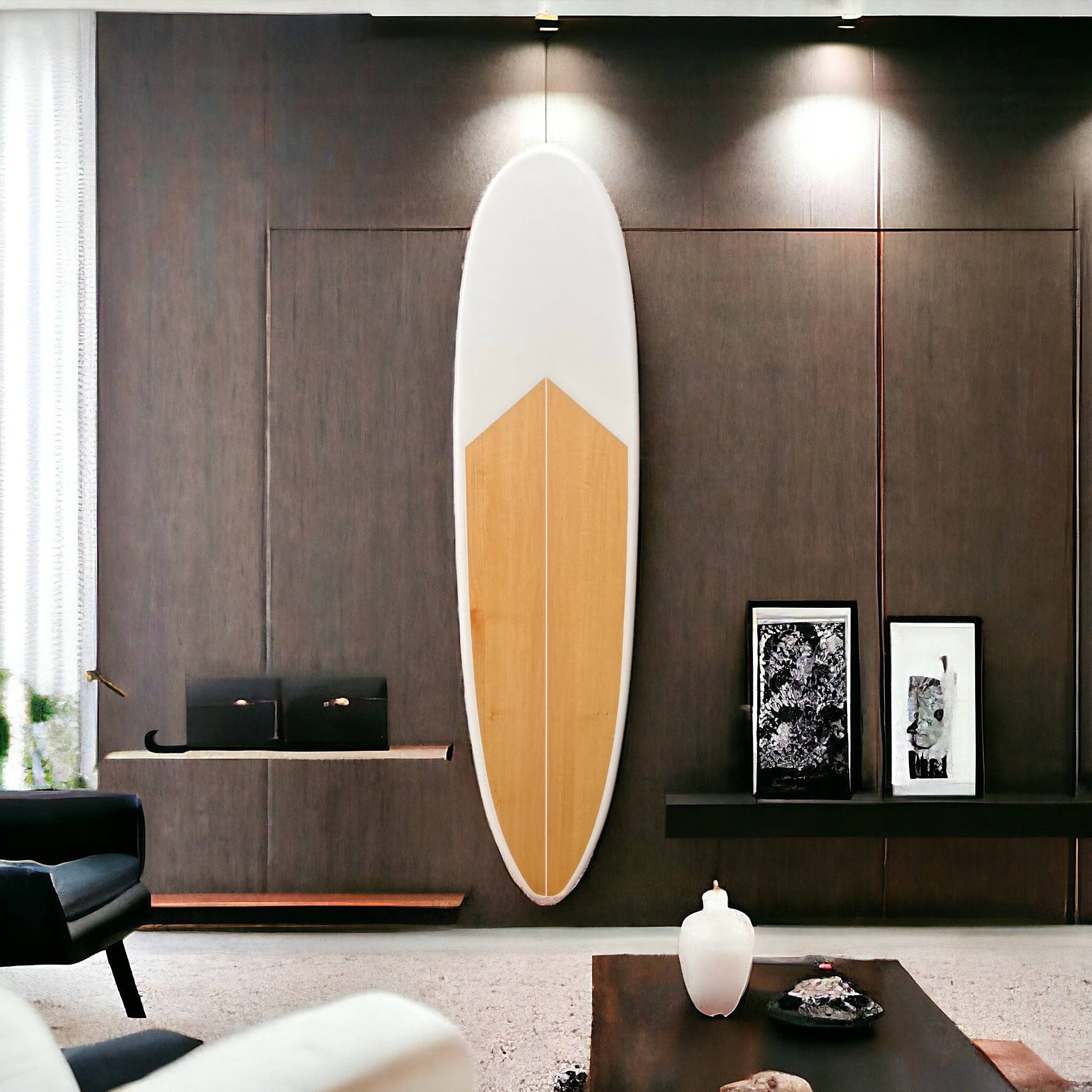 Beach Chic Solid Wood Surfboard Decor - Coastal Style