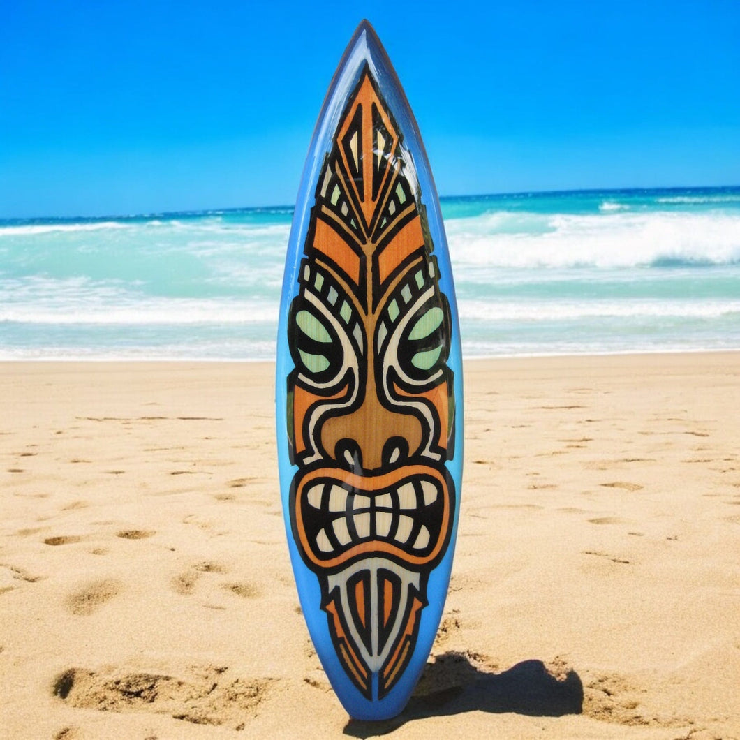 warrior tiki surfboard wall art