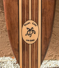 Load image into Gallery viewer, Peace Love &amp; Surf - Tiki Soul Coastal Surfboard Decor
