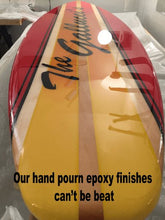 Load image into Gallery viewer, Riptide Surfboard Beach House Surf Decor - Tiki Soul Coastal Surfboard Decor

