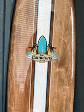 Load image into Gallery viewer, Rising Tides - Coastal Decor Personalized Surfboard Sign - Tiki Soul Coastal Surfboard Decor
