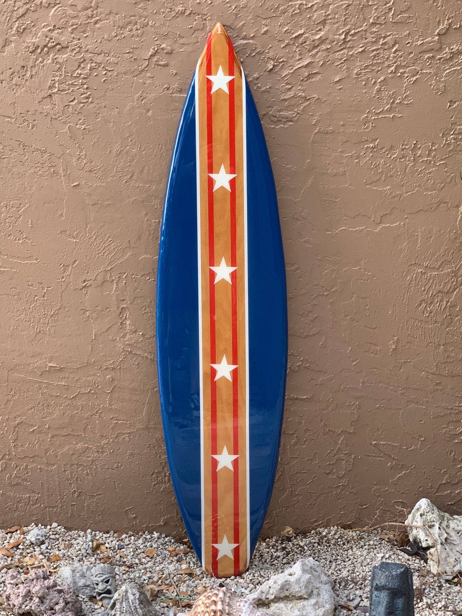 Patriotic American Flag Surfboard Beach Decor by Tiki Soul