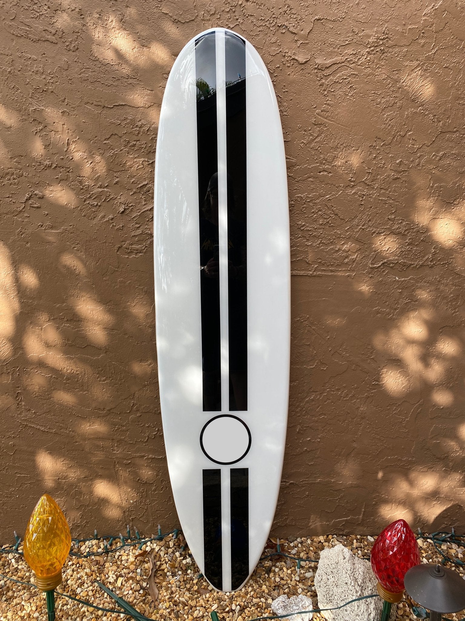 Coastal Decor: Chanel inspired Surfboard - Modern Beach Art