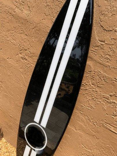 TIKI SOUL Surfboards - Surf & Beach Decor - Custom Chanel No. 5 decorative  surfboard. #chanelsurfboard